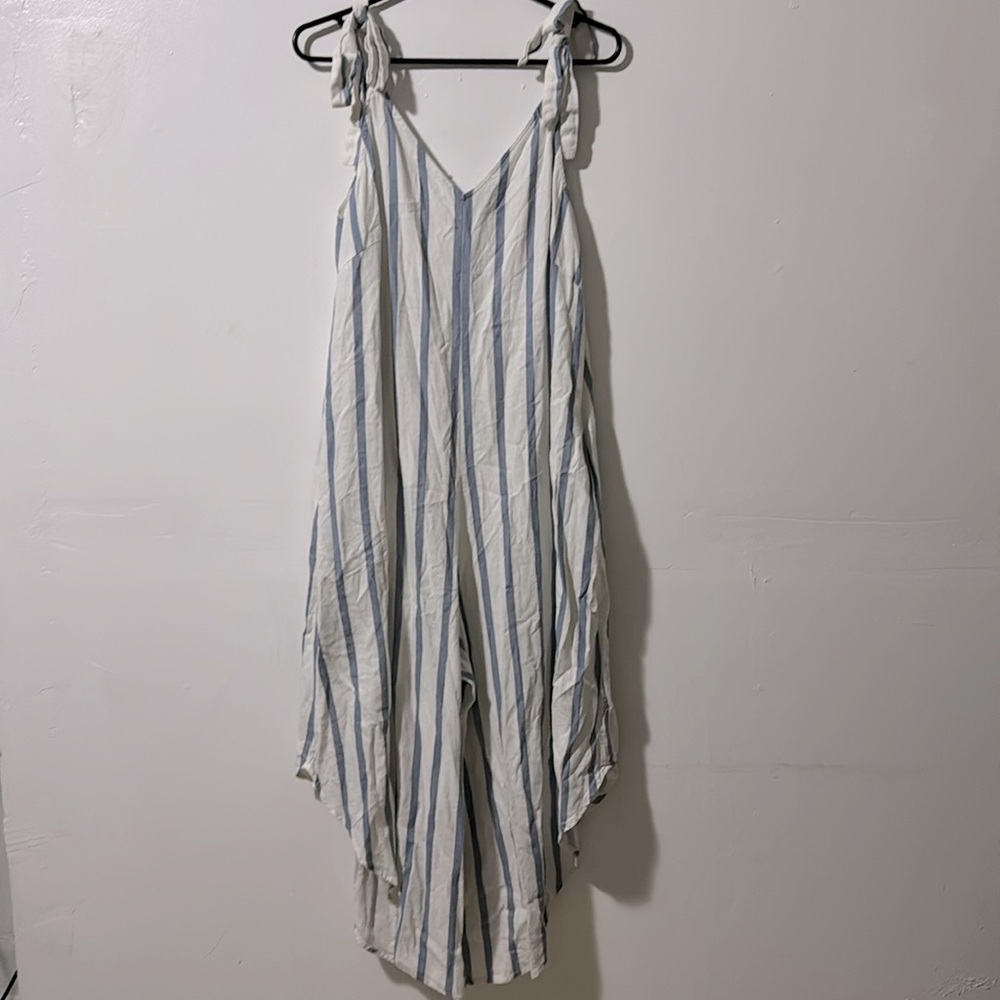 MSK | Blue and White Stripe Jumpsuit - Picture 2 of 7